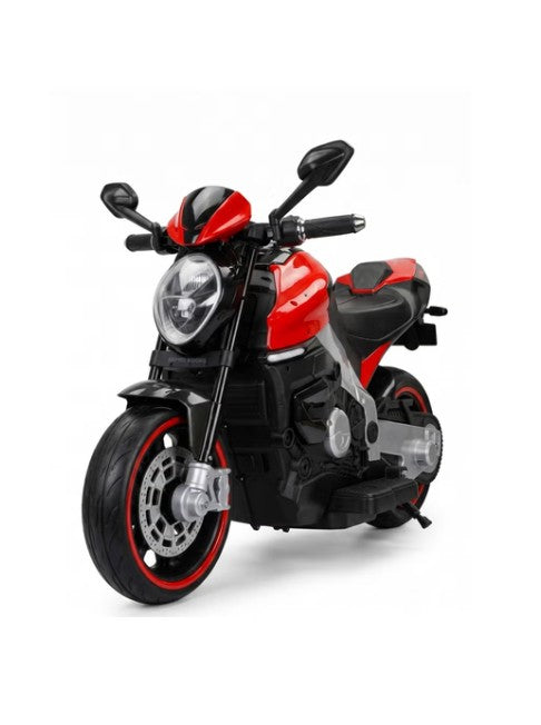 Motorbike Ride-On with Leather Seat & EVA Wheels – Red صورة ثانوية