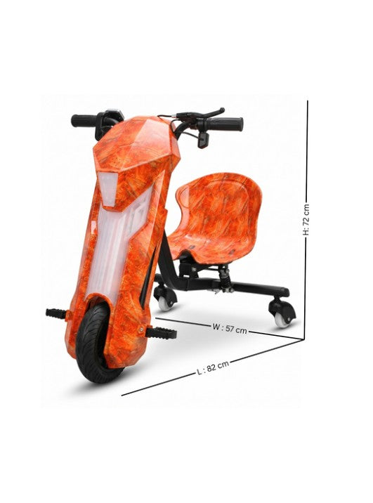 Top Gear Drift Scooter Orange 36V Electric Ride-On for Kids with LED Lights & Bluetooth