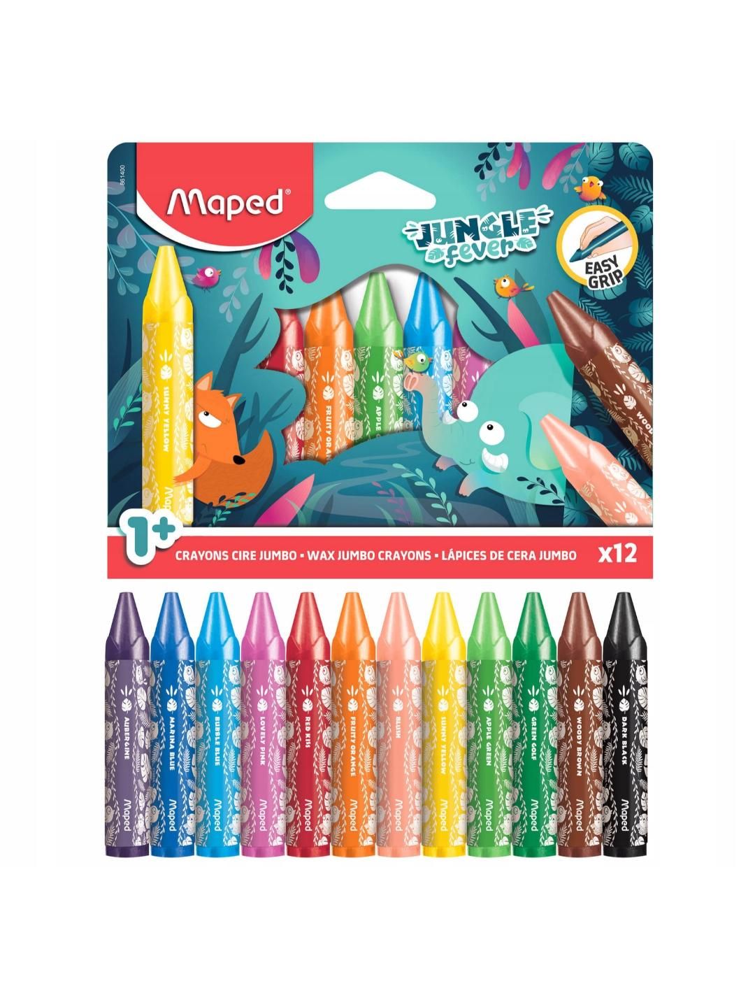 Maped Jungle Fever Jumbo Wax Crayons – 12 Colours