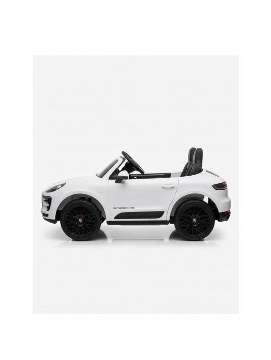 Porsche Macan 12V Ride-On Car for Kids Dual Motor EVA Wheels Leather Seat Parental Remote, White
