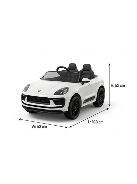 Porsche Macan 12V Ride-On Car for Kids Dual Motor EVA Wheels Leather Seat Parental Remote, White صورة ثانوية