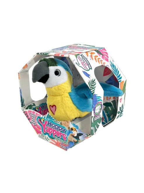 Happy Yappers Blue Parrot Interactive Talking, Singing & Flapping Plush Bird