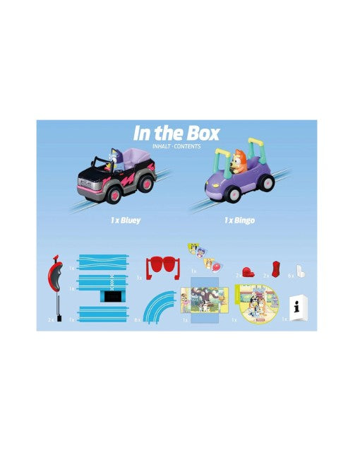Carrera Bluey & Bingo Race Slot Car Track Set 20063054 – 1:50 Scale Battery Operated Racing Set, 2 Cars Included, Kids 3+