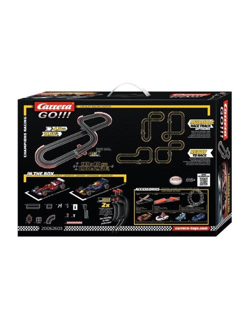 Carrera GO ! Champion’s Racing Slot Car Track Set 20062603 – 1:43 Scale Formula 1 Racing Set with Verstappen & Hamilton Cars, 4.3m Track, 2 Players, Ages 6+