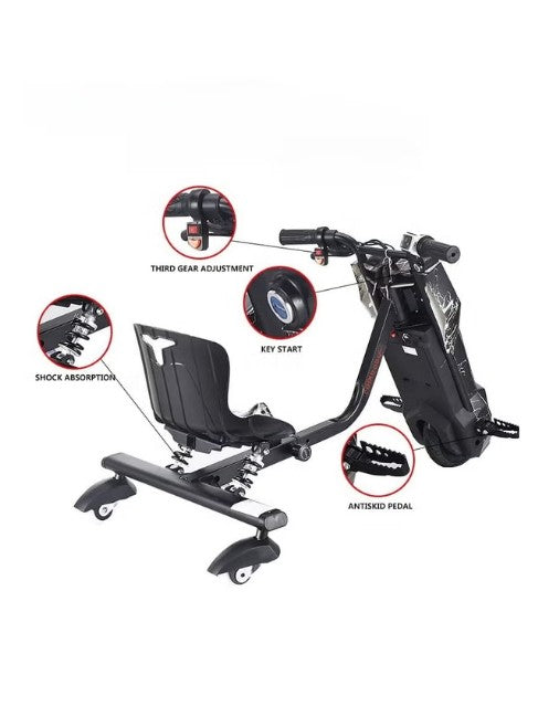 FT 36V Electric Drift Scooter Blue – 3 Wheel Ride-On with LED Lights, Bluetooth & Adjustable Speed for Kids & Teens