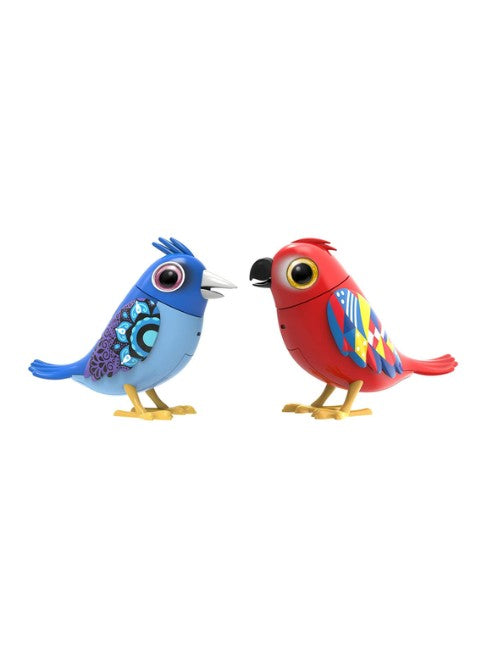 DigiBirds II Twin Pack Interactive Singing Birds Toy – Battery Operated Motion & Sound Bird Set for Kids with Perch and Gesture Control