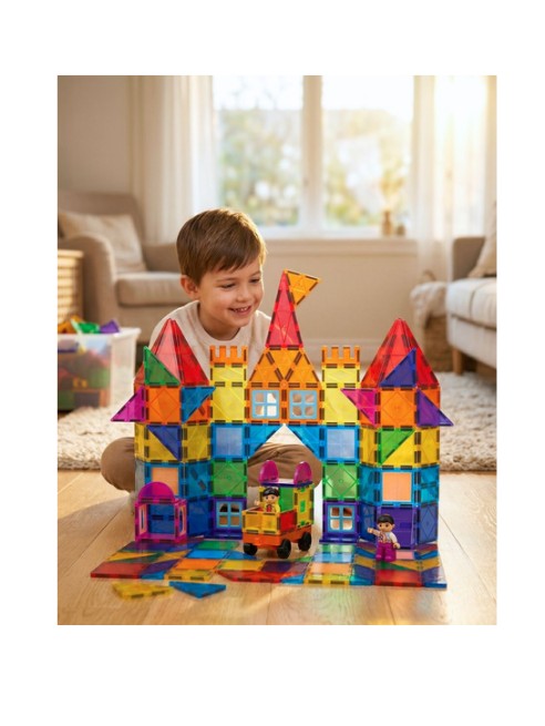 112-Piece Magnetic Tiles Building Blocks Set – 188-M63 STEM Educational 3D Construction Magnetic Toy for Kids with Strong Magnets and Creative Building Pieces