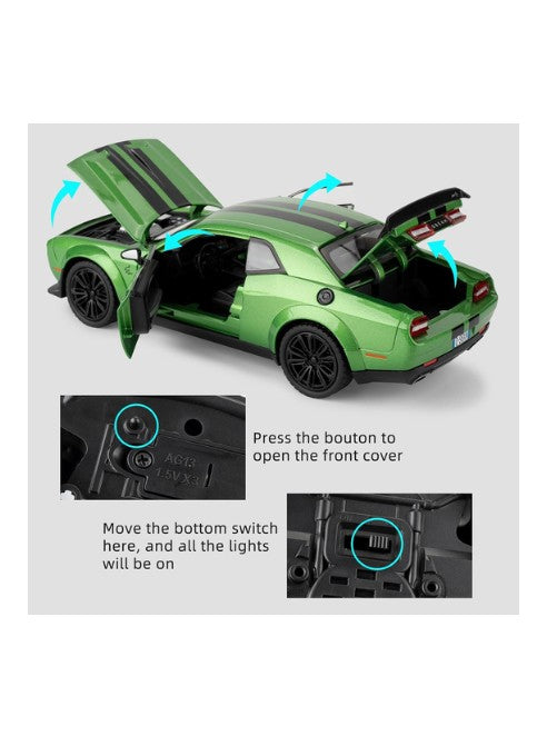 Dodge Challenger SRT Hellcat D.98XN 1:24 Diecast - Green