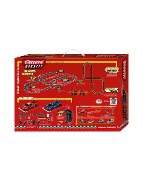 Carrera GO!!! Ferrari Power Racing Slot Car Set 8.6M (28.22ft) 1:43 Scale Track with Turbo Controllers & Lap Counter – 62575