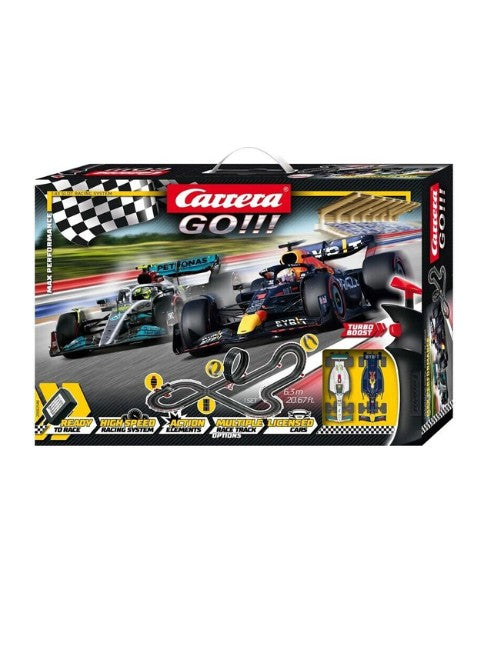 Carrera GO!!! Max Performance Turbo Boost Slot Car Set 6.3M 20.67ft 1:43 Scale F1 Racing Track with Loop Flyover and Lap Counter 62548 صورة ثانوية