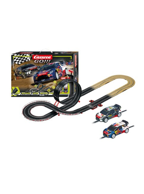 Carrera GO!!! Super Rally Slot Car Set 4.9M 16.08ft 1:43 Scale with Citroën WRC Cars Turbo Controllers and Lap Counter 62495
