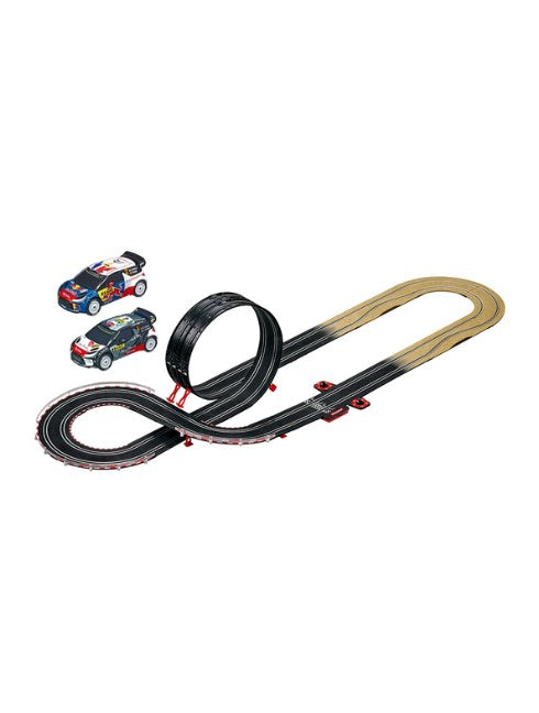 Carrera GO!!! Super Rally Slot Car Set 4.9M 16.08ft 1:43 Scale with Citroën WRC Cars Turbo Controllers and Lap Counter 62495