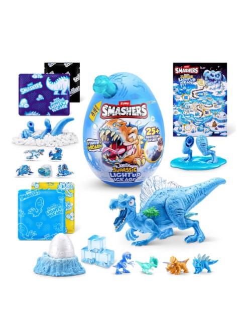 Smashers Dino Ice Age Mega Egg S1 7413 Light Up Dinosaur Surprise Egg with 25+ Surprises Kids Toy