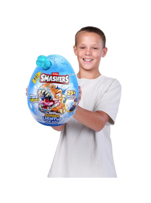 Smashers Dino Ice Age Mega Egg S1 7413 Light Up Dinosaur Surprise Egg with 25+ Surprises Kids Toy
