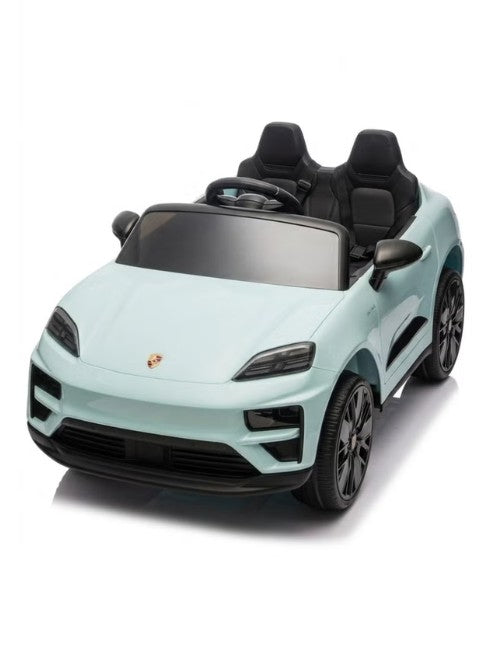 Porsche Macan 12V Ride-On Car for Kids Dual Motor EVA Wheels Leather Seat Parental Remote, Blue