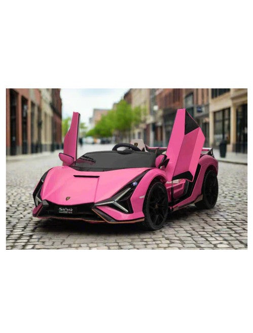 Lamborghini Sian Kids Electric Ride-On Car 12V, Pink with Leather Seats