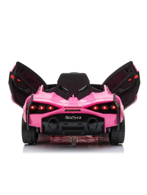 Lamborghini Sian Kids Electric Ride-On Car 12V, Pink with Leather Seats