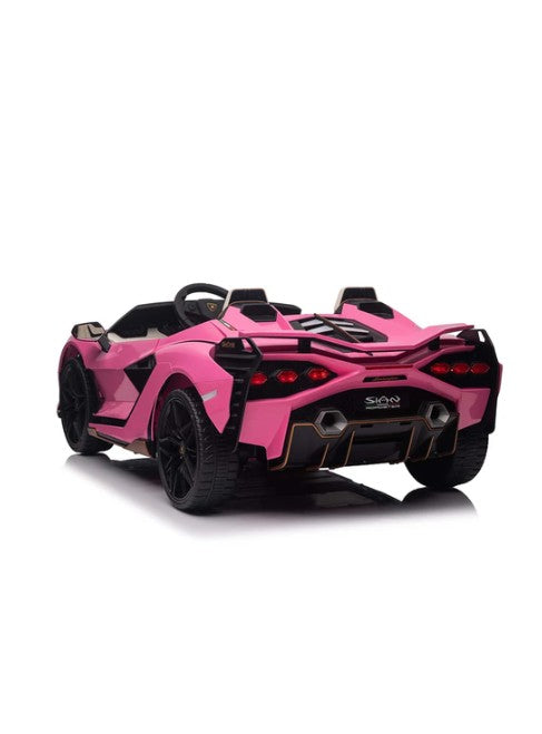 Lamborghini Sian Kids Electric Ride-On Car 12V, Pink with Leather Seats