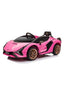Lamborghini Sian Kids Electric Ride-On Car 12V, Pink with Leather Seats