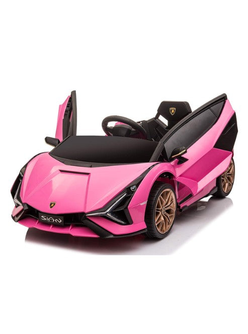 Lamborghini Sian Kids Electric Ride-On Car 12V, Pink with Leather Seats