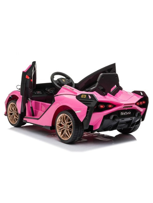 Lamborghini Sian Kids Electric Ride-On Car 12V, Pink with Leather Seats