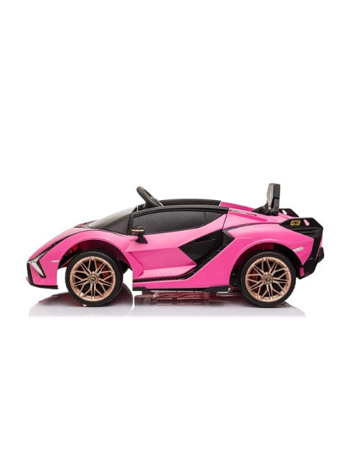 Lamborghini Sian Kids Electric Ride-On Car 12V, Pink with Leather Seats