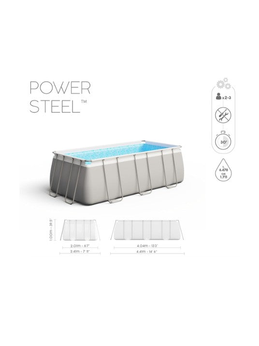 Bestway Power Steel Rectangular 4 Meter Swimming Pool -  404 x 201 x 100 cm