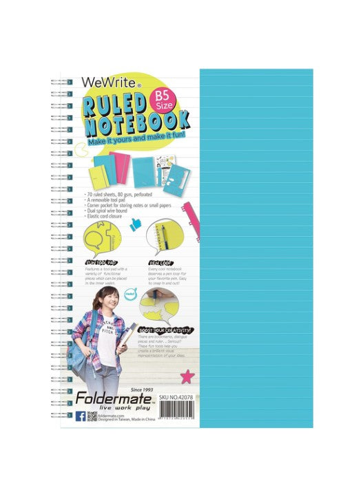 Foldermate B5 One Subject Notebook Ruled - Asst Colors