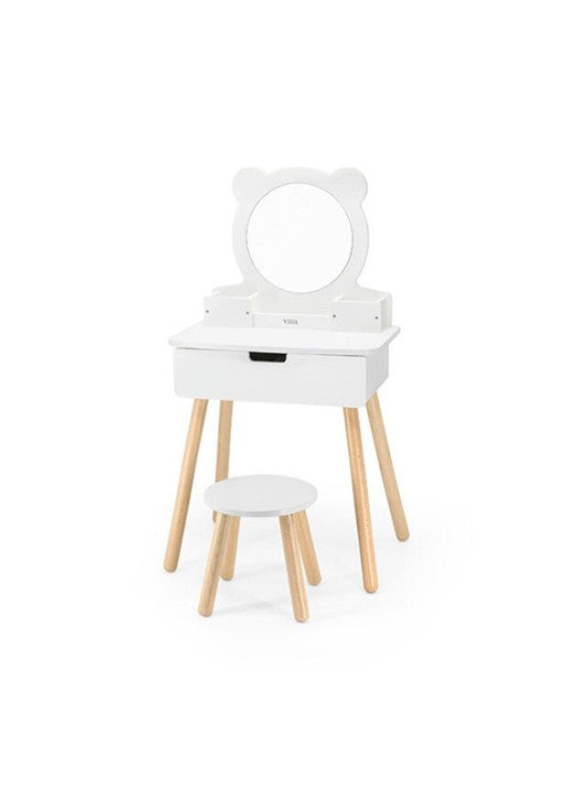 VIGA Wooden Dressing Table 44711 for Kids – Vanity Table with Mirror, Stool & Storage Drawer, Pretend Play Beauty Set for Girls Age 3+ الصورة الرئيسية