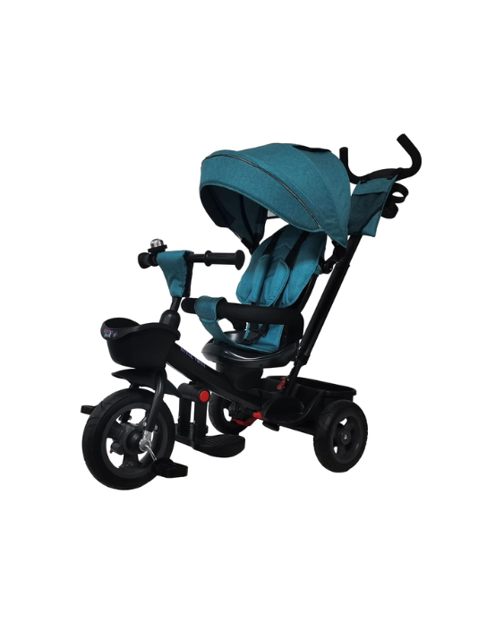 Tricycle LB-565HC Blue for Kids – Multifunctional Ride-On Trike with Push Handle, Canopy, Safety Belt & Storage Basket for Toddlers
