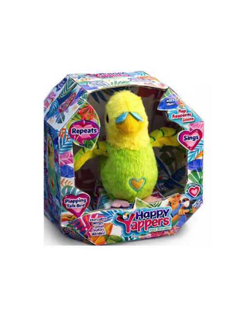 Happy Yappers Parakeet Green Interactive Talking & Singing Plush Bird