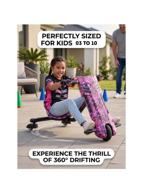 FT 36V Electric Drift Scooter Purple – 3 Wheel Ride-On with LED Lights, Bluetooth & Adjustable Speed for Kids & Teens