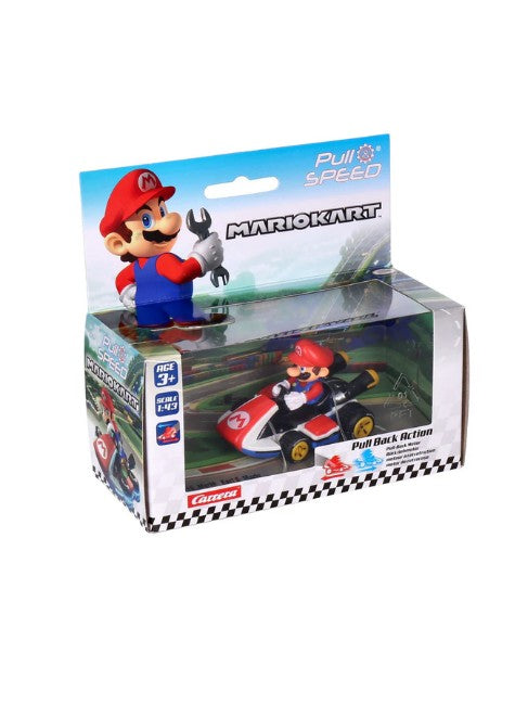 Pull N Speed Mario Kart Assortment – Pull Back Racing Cars Collection (Assorted Characters) Battery-Free Toy Vehicles for Kids