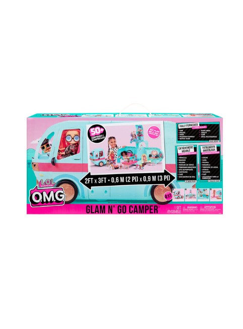 LOL Surprise Glam n’ Go Camper Playset – MGA-502500 4-in-1 Transforming Camper with Lights, Pool, Slide & 55+ Surprises for Kids