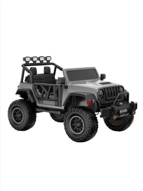 Monster Jeep 24V Ride-On Car 2-Seater – 4x4 Electric Off-Road Vehicle with 4 x 200W Motors, Lifted - Grey