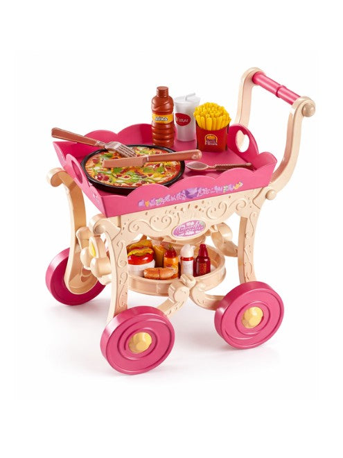 Dessert Kitchen Trolley Play Set 32 Pieces Kids Pretend Play Food Cart Toy with Accessories الصورة الرئيسية