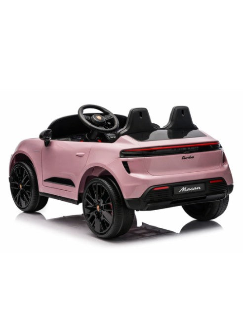 Porsche Macan 12V Ride-On Car for Kids Dual Motor EVA Wheels Leather Seat Parental Remote, Pink