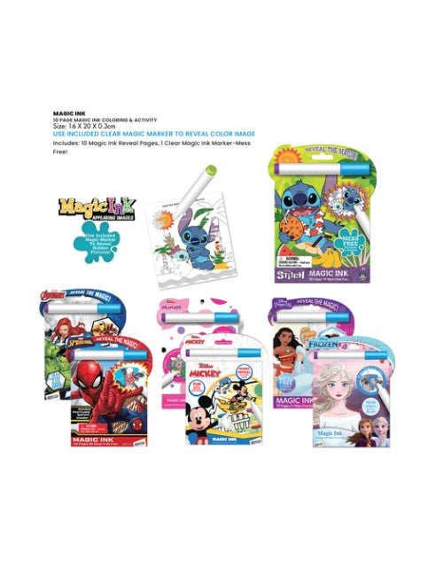 Disney Stitch Magic Ink Book 100097 Kids Reusable Activity Coloring Book with Water Pen Ages 3 Plus