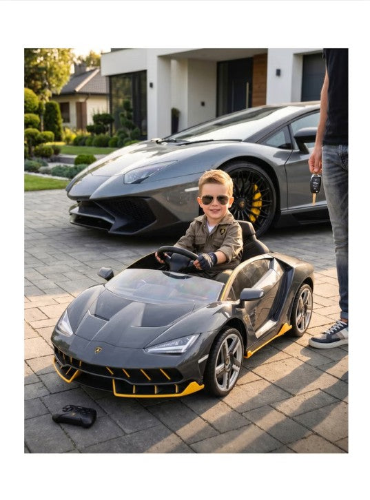 Lamborghini Centenario Ride-On Car  Kids Electric Car with EVA Wheels Leather Seat Remote Control, Grey