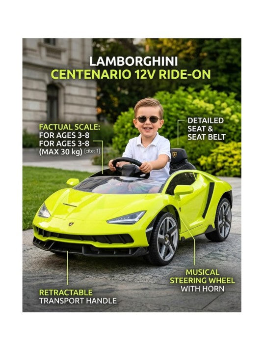 Lamborghini Centenario Ride-On Car 6726R Green 12V Kids Electric Car with EVA Wheels Leather Seat Remote Control صورة ثانوية