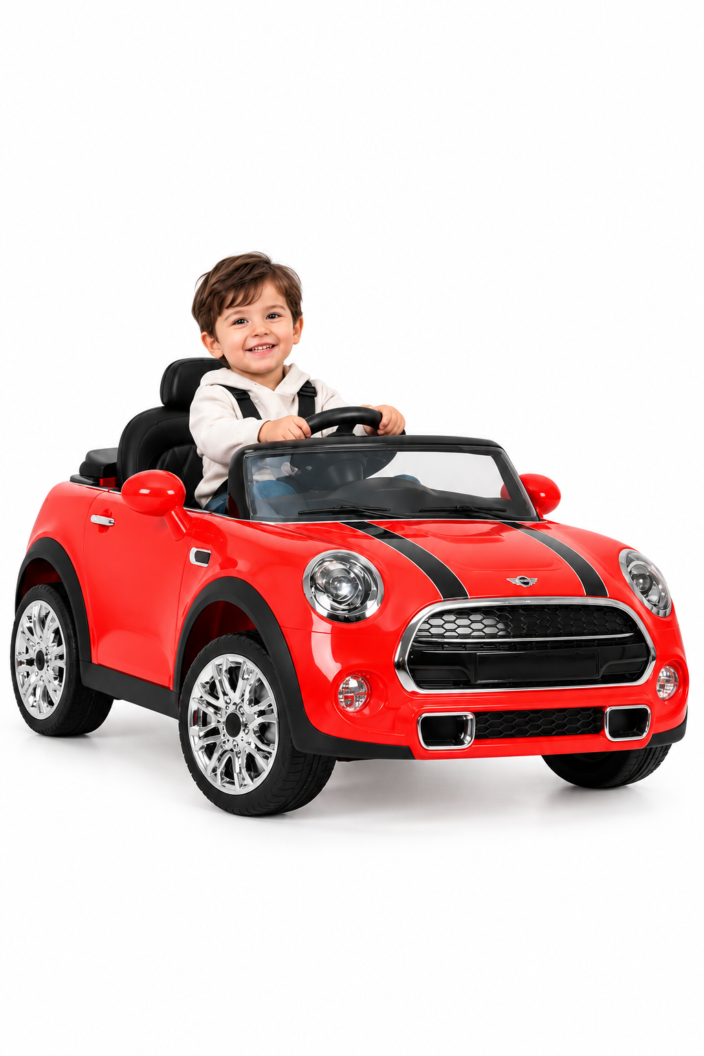 Mini Cooper White Electric Ride-On Car with Remote Control – RED