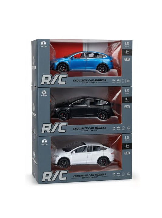 RC Tesla Model X Diecast Remote Control Car 1:22 Scale with Lights & Sound - Asst