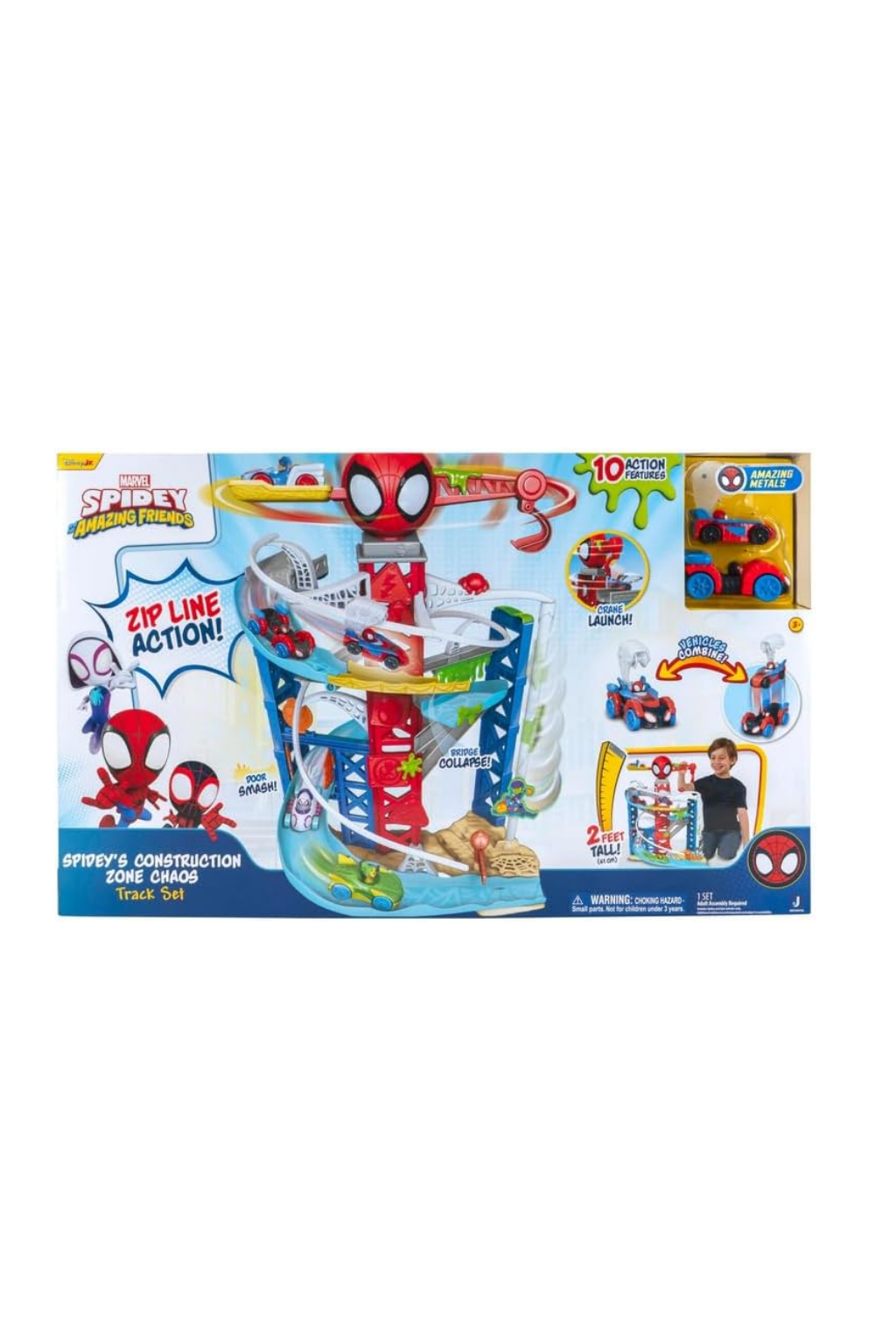 Spidey N Friends Construction Zone Chaos Track Set with Zip Line & 2 Vehicles – SNF0382