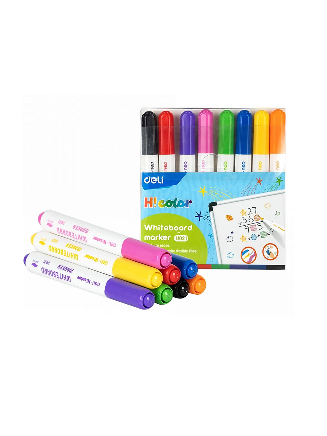 Deli Whiteboard Marker Bullet Tip EU021 (1×8) Assorted Colors الصورة الرئيسية