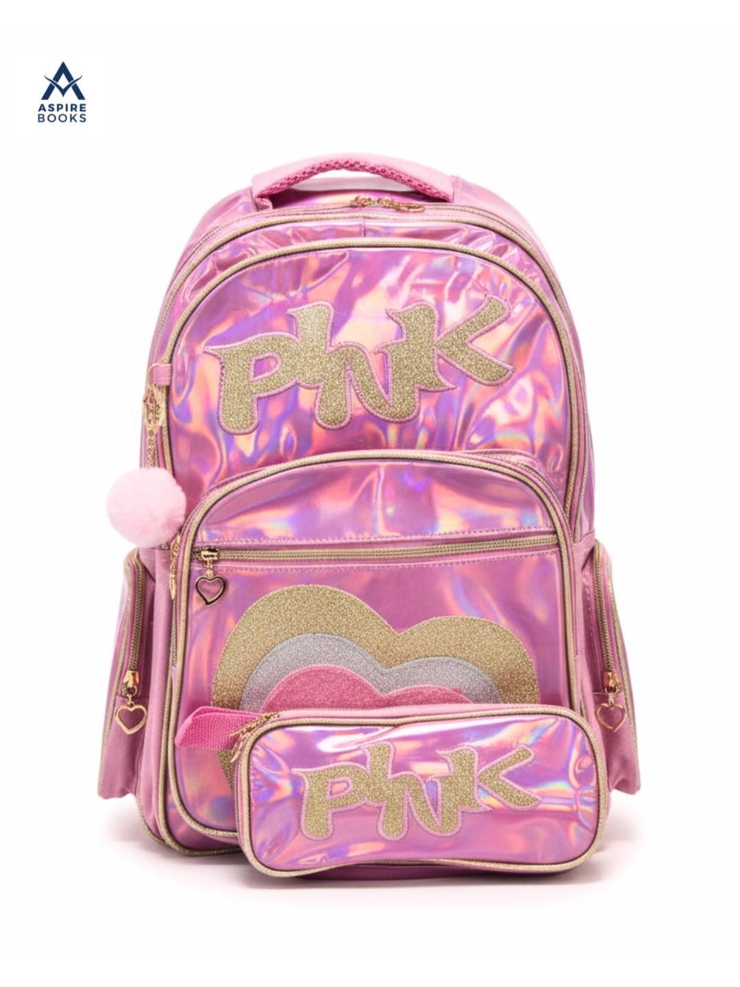 Pink Heart Girls School Backpack Set