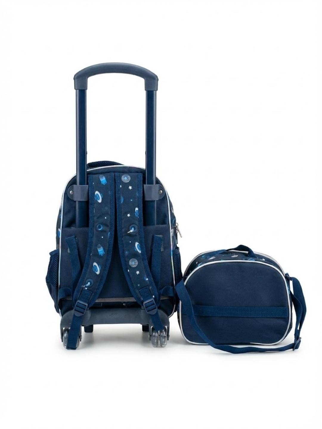 2-in-1 Labubu Space Theme Kids Trolley Bag Set – Trolley Backpack with Insulated Lunch Bag