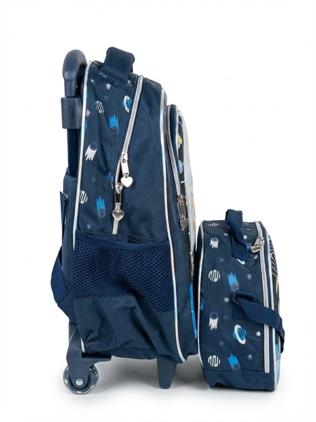 2-in-1 Labubu Space Theme Kids Trolley Bag Set – Trolley Backpack with Insulated Lunch Bag