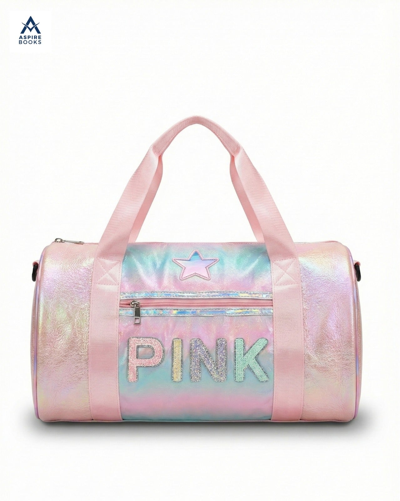 Kids Iridescent Holographic Duffle Bag – Travel & Dance Bag with Coin Pouch for Girls, Pink