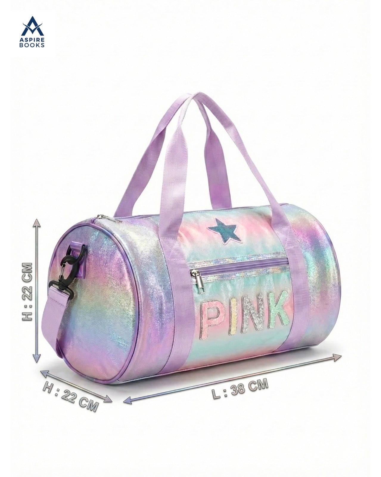 Kids Iridescent Holographic Duffle Bag – Travel & Dance Bag with Coin Pouch for Girls, Purple