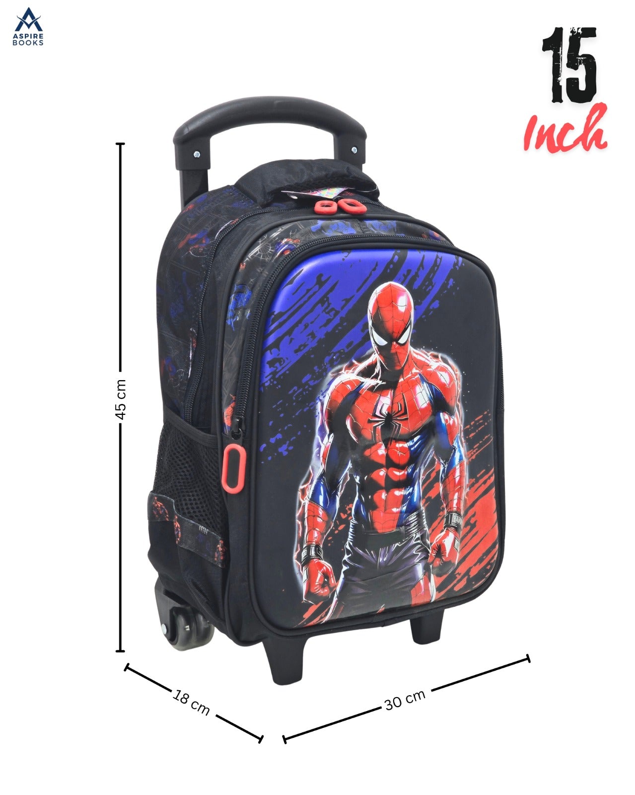 3 in 1 Spider-Man 15″ Rolling School Backpack for Kids – 3-in-1 Trolley Set with Lunch Bag & Pencil Case